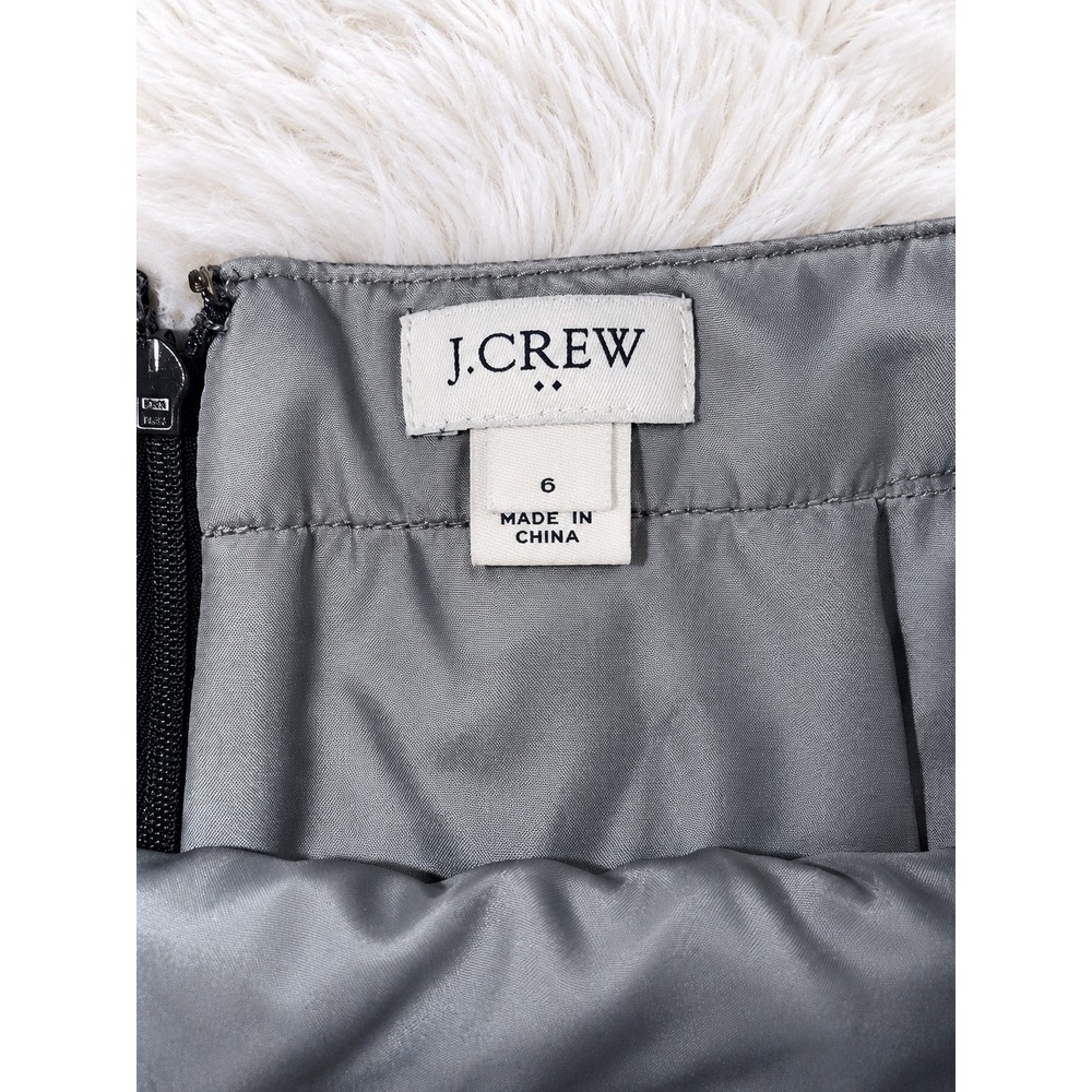 J.Crew Plaid Mini Skirt Size 6 Gray Black A Line Preppy Tartan - Picture 2 of 3